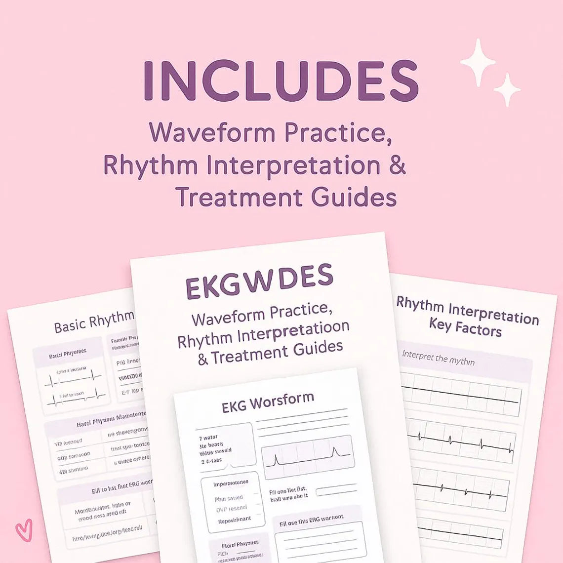 EKG Study Guide Worksheet | Nursing School ECG Rhythm Practice (PDF) Free