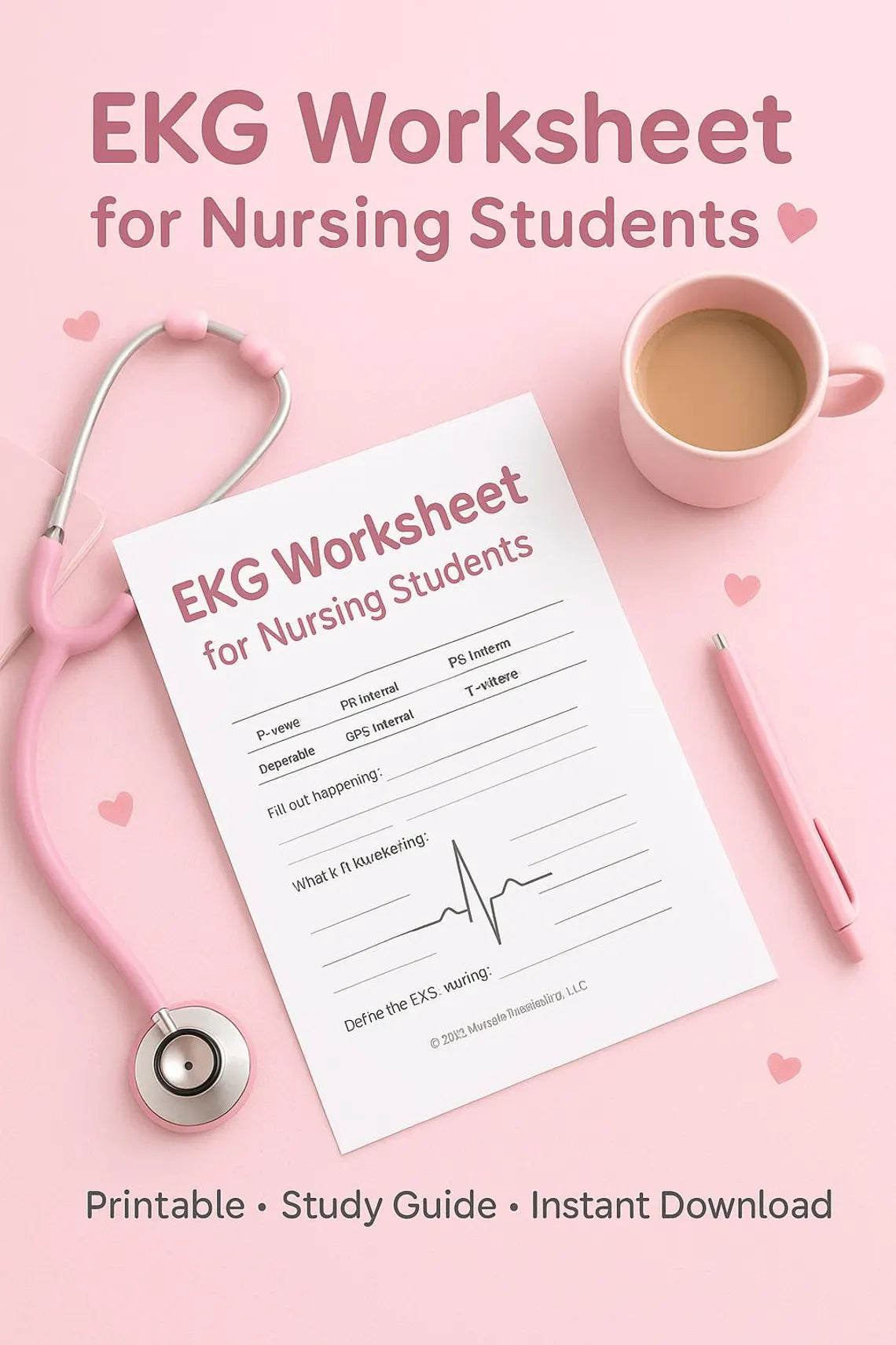 EKG Study Guide Worksheet | Nursing School ECG Rhythm Practice (PDF) Free